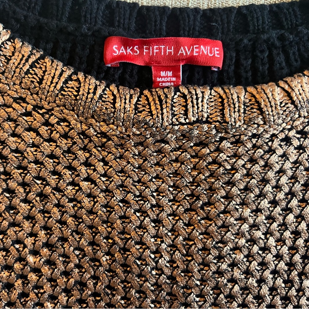 Saks Fifth Avenue Gold Metallic Knit Sweater